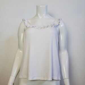 NEW Forever 21 Plus Size White Ribbed Ruffle Tank